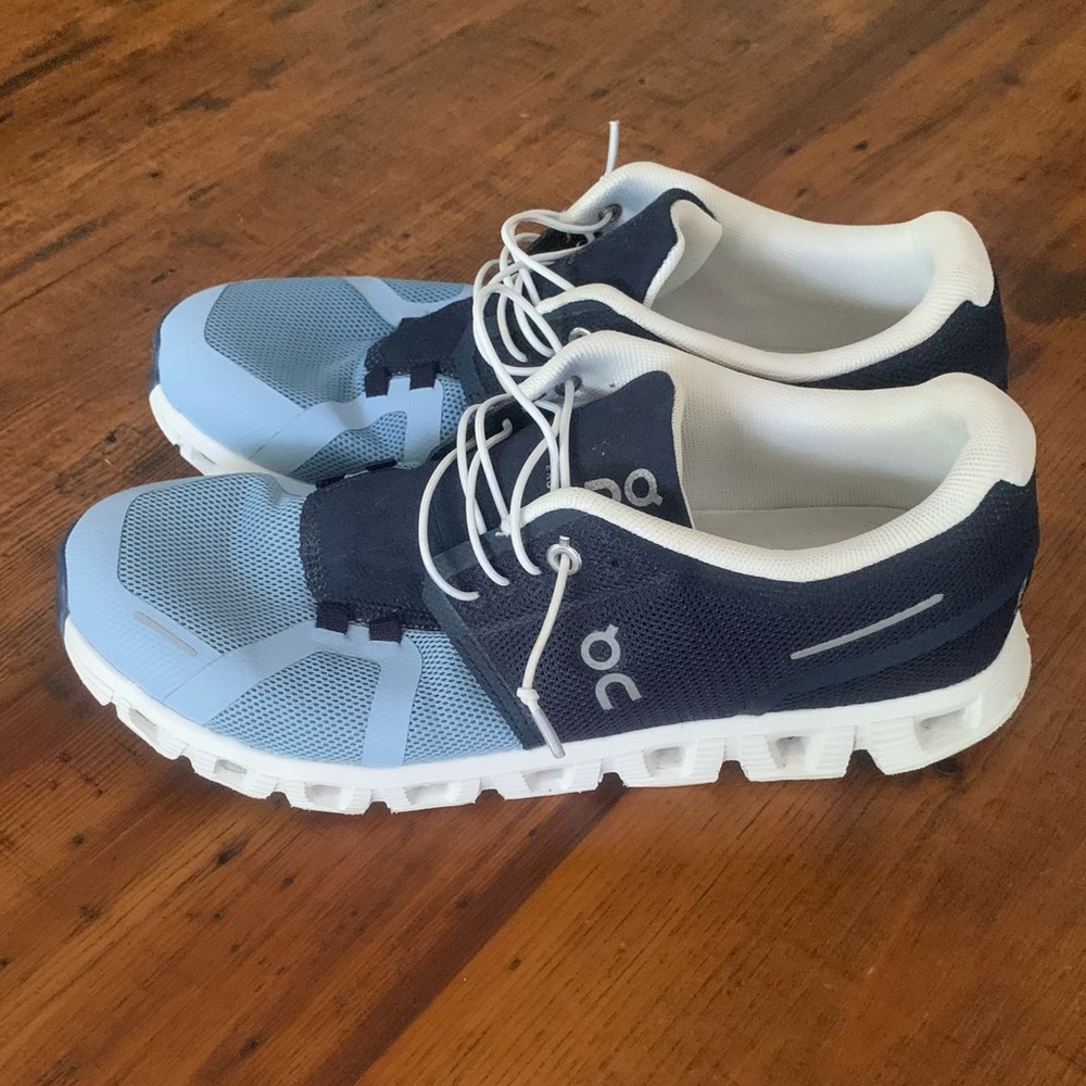 ON Running Cloud Mens Cloud 5 Blue Midnight Chambray Shoe Speed Lace Sz 7